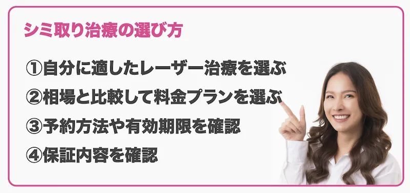 シミ取りレーザー治療のおすすめの選び方
